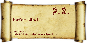 Hofer Ubul névjegykártya